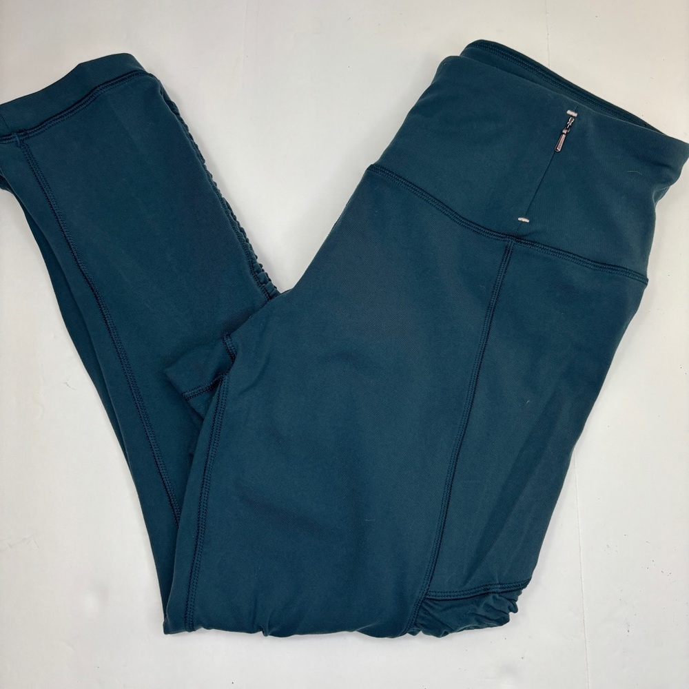 Calia Stay the Path Teal Ruched Crop Leggings Women's Size Small